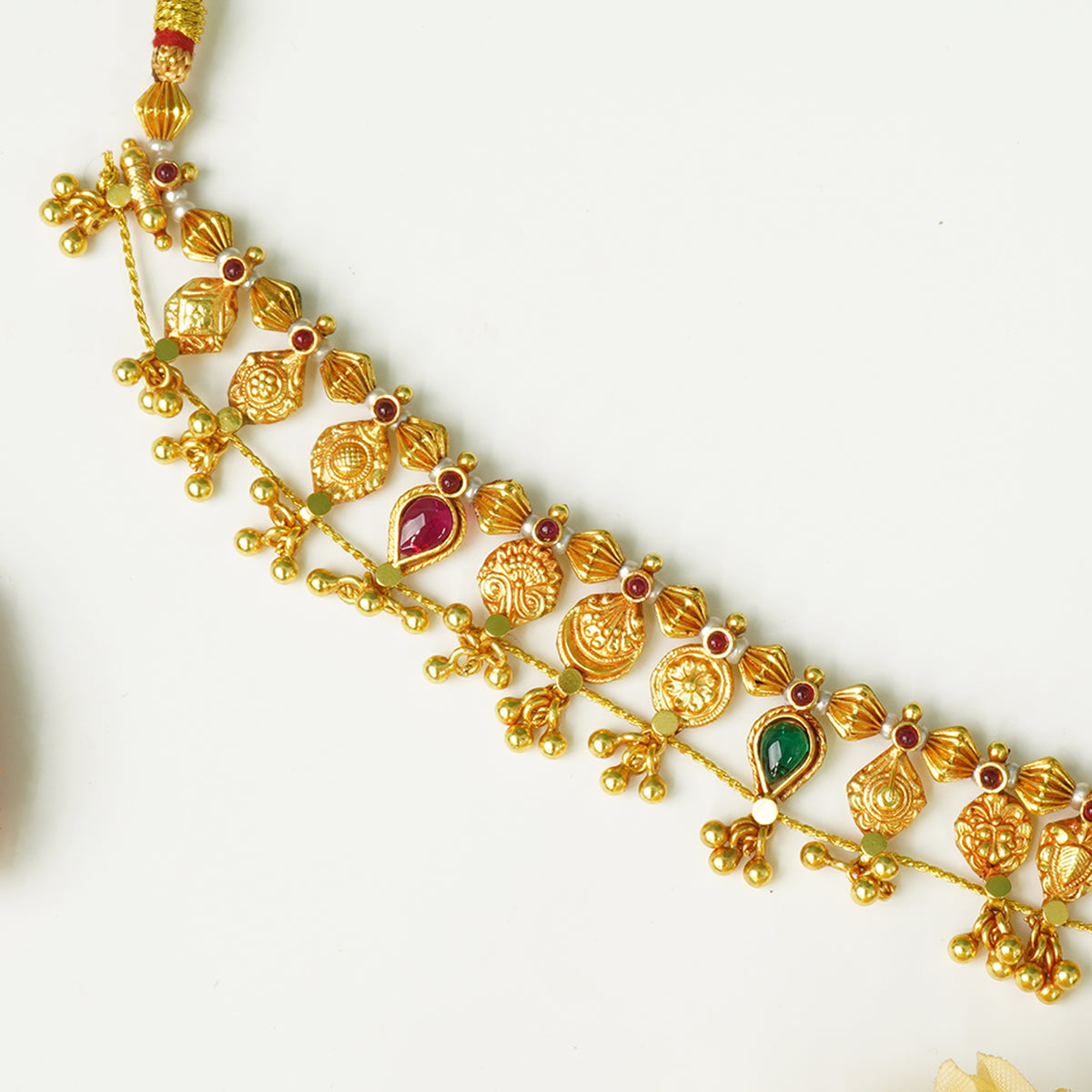 Gold Plated Pure 925 Silver Moti Kolhapuri Saaj Design