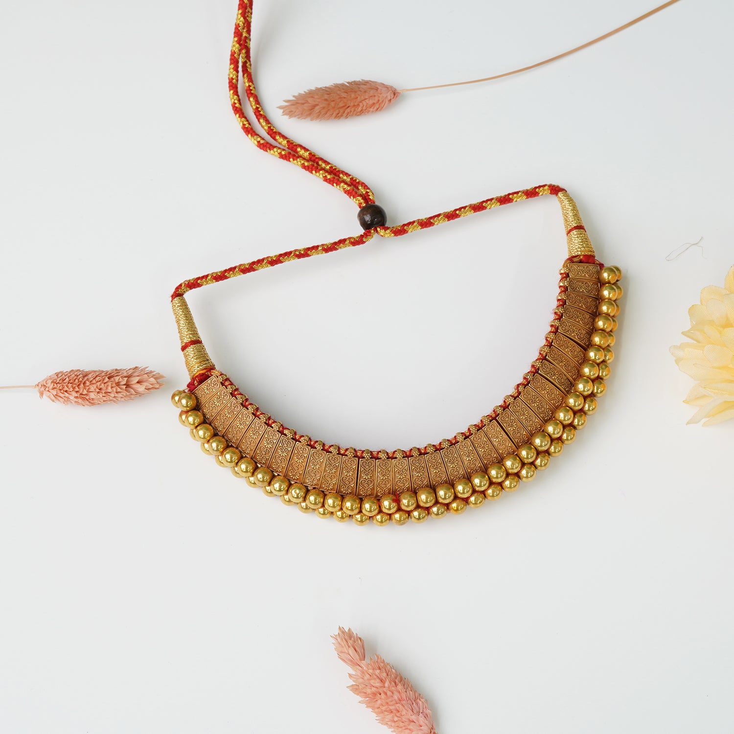 Pure Silver Traditional Antique Gold Plated Vajratik Necklace