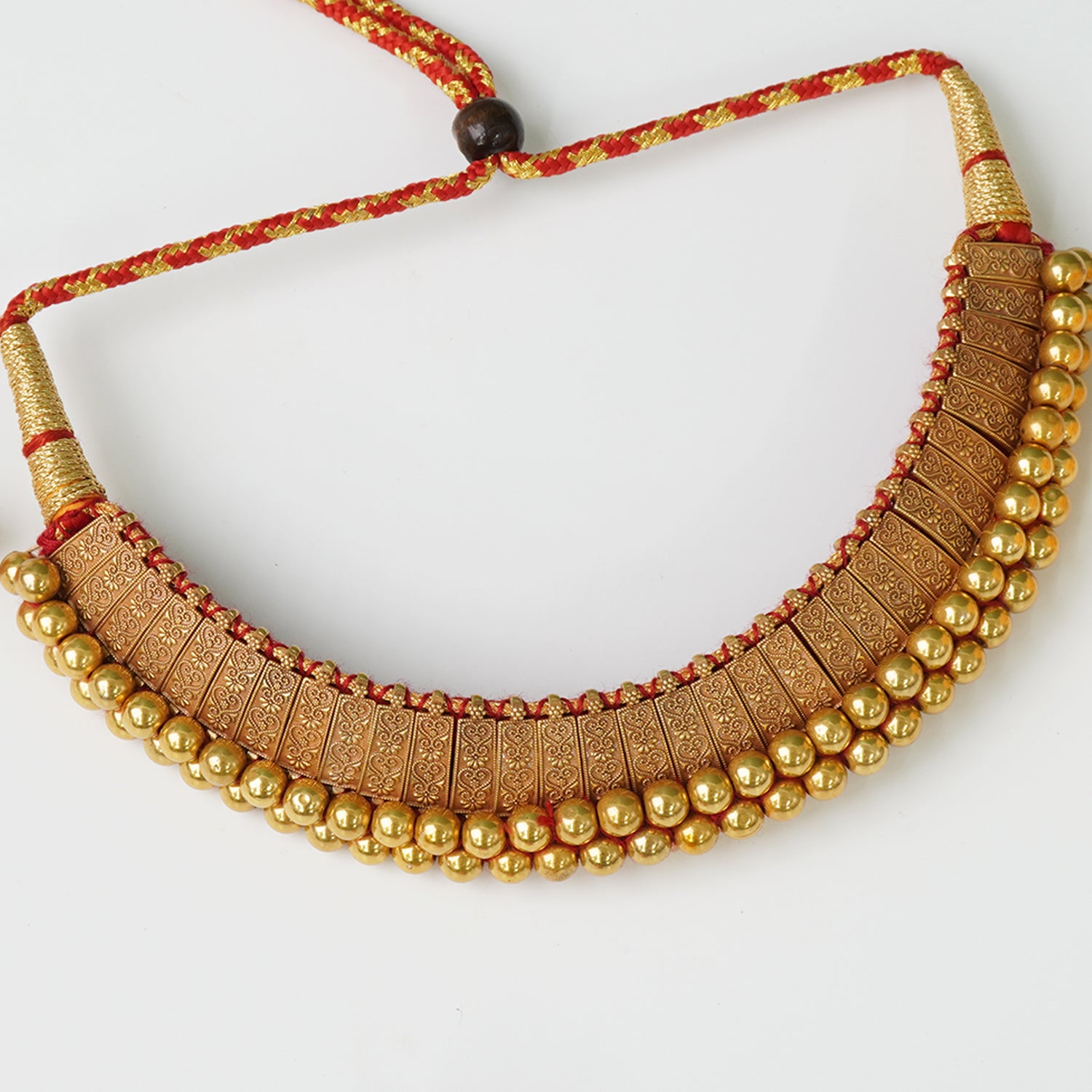 Pure Silver Traditional Antique Gold Plated Vajratik Necklace