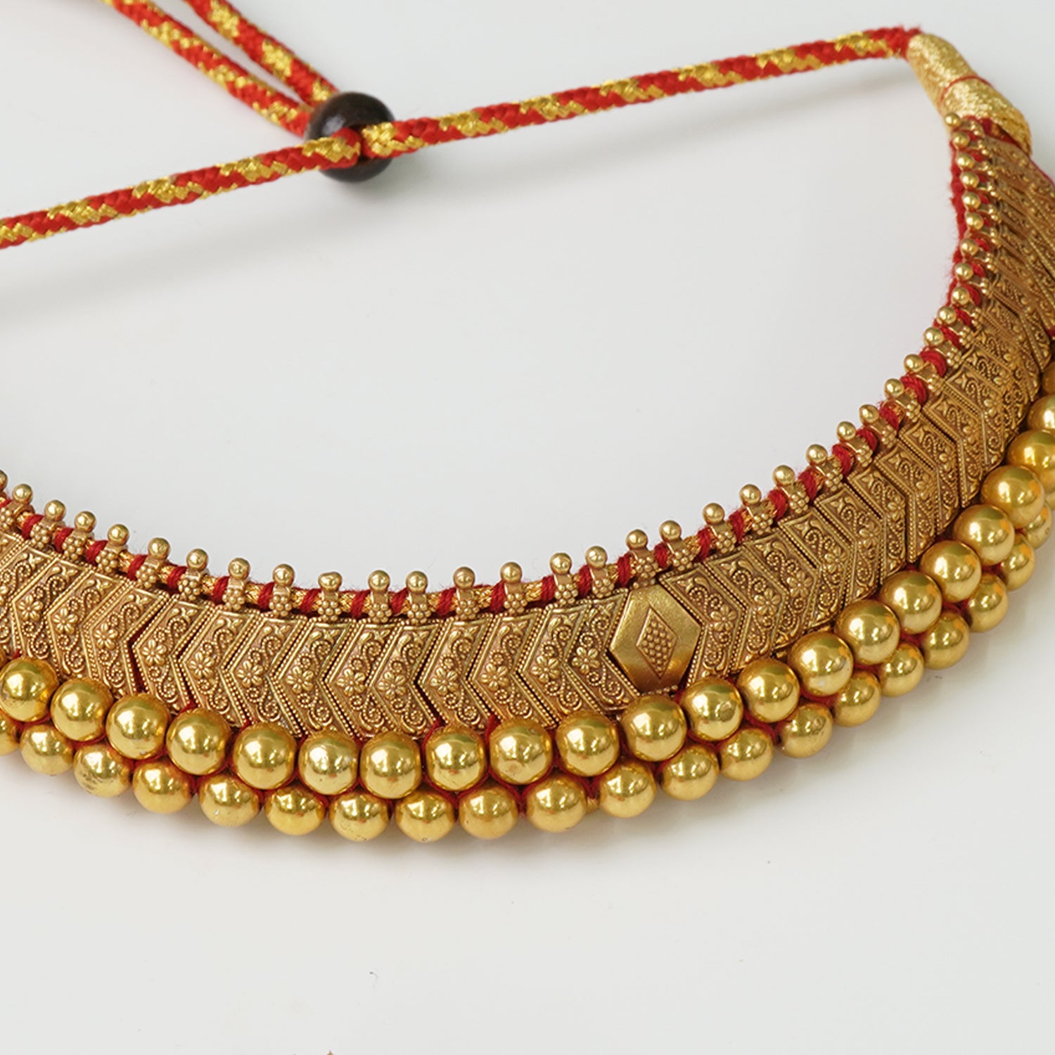 Pure Silver Traditional Antique Gold Plated Vajratik Necklace Design