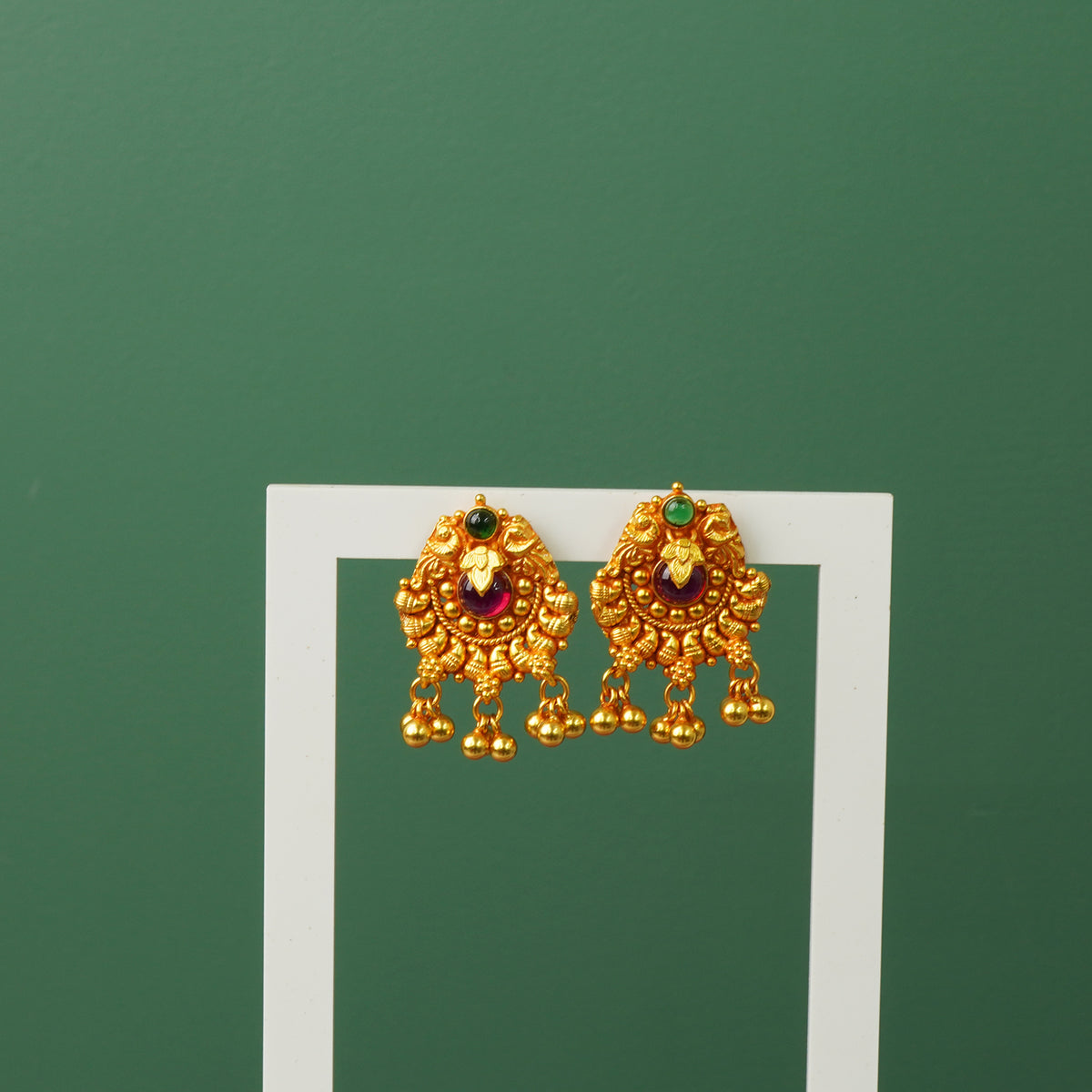Pure 925 Silver Gold Plated Stud Earrings For Kolhapuri Saaj