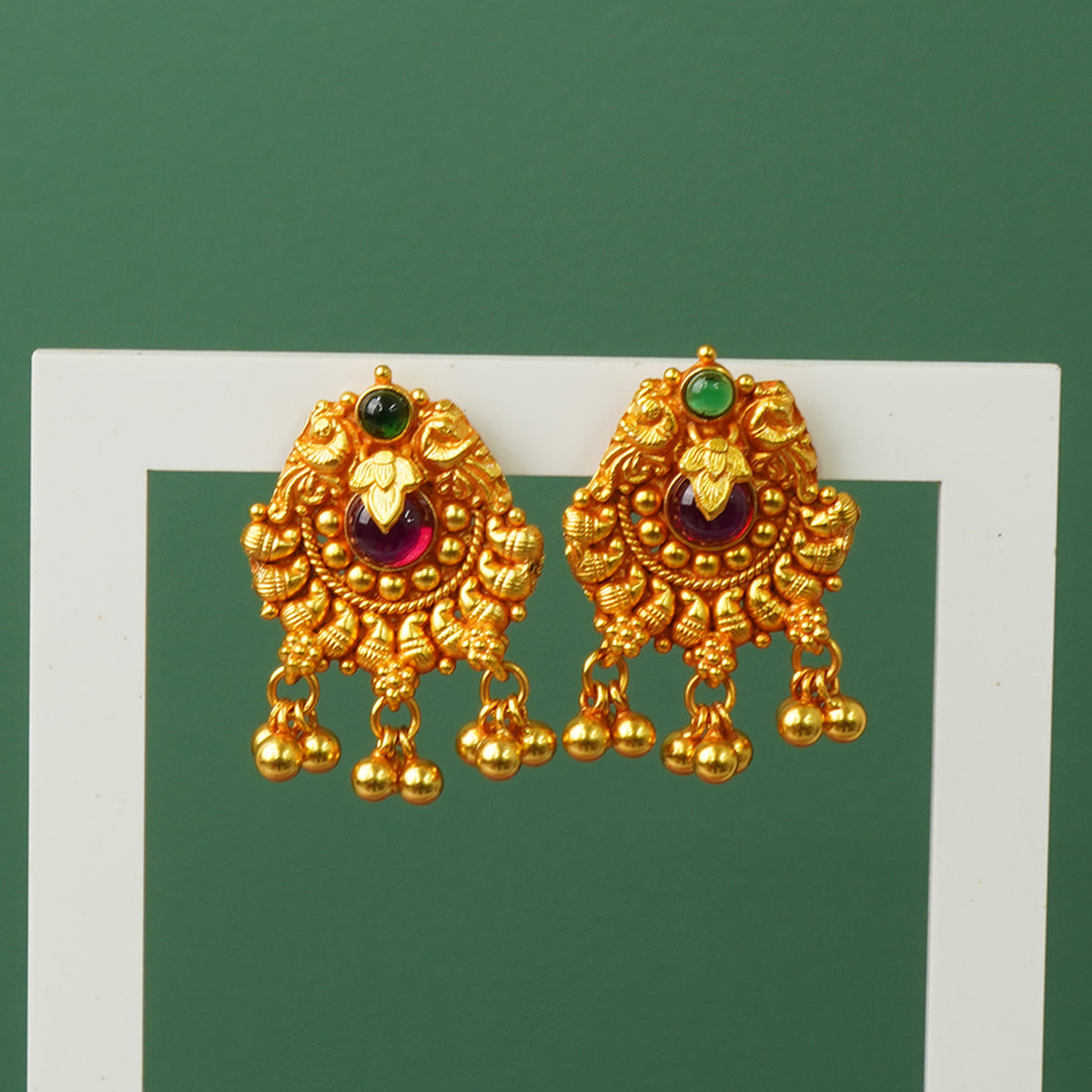 Pure 925 Silver Gold Plated Stud Earrings For Kolhapuri Saaj