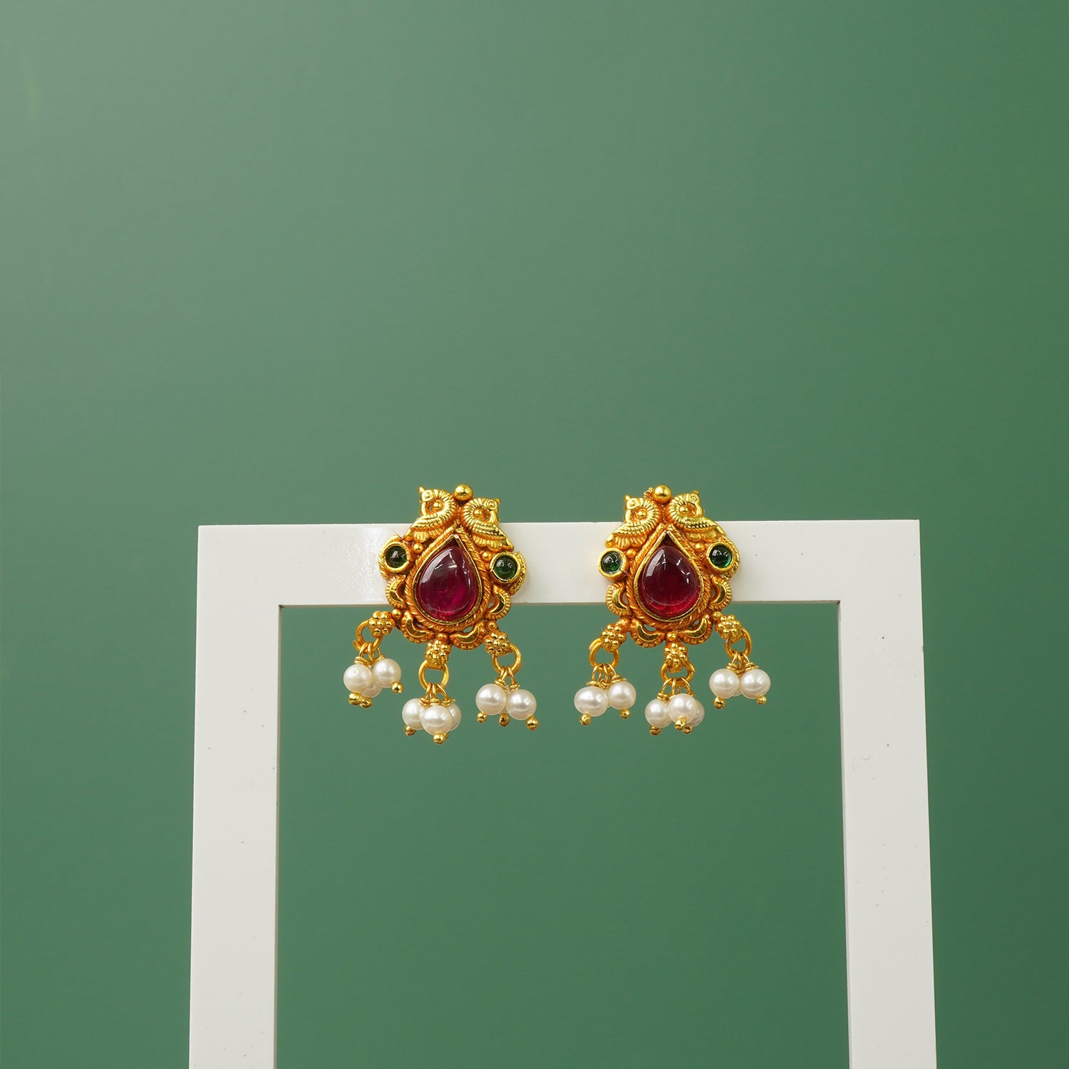 Buy Pure 925 Silver Gold Plated Pearl Studs
