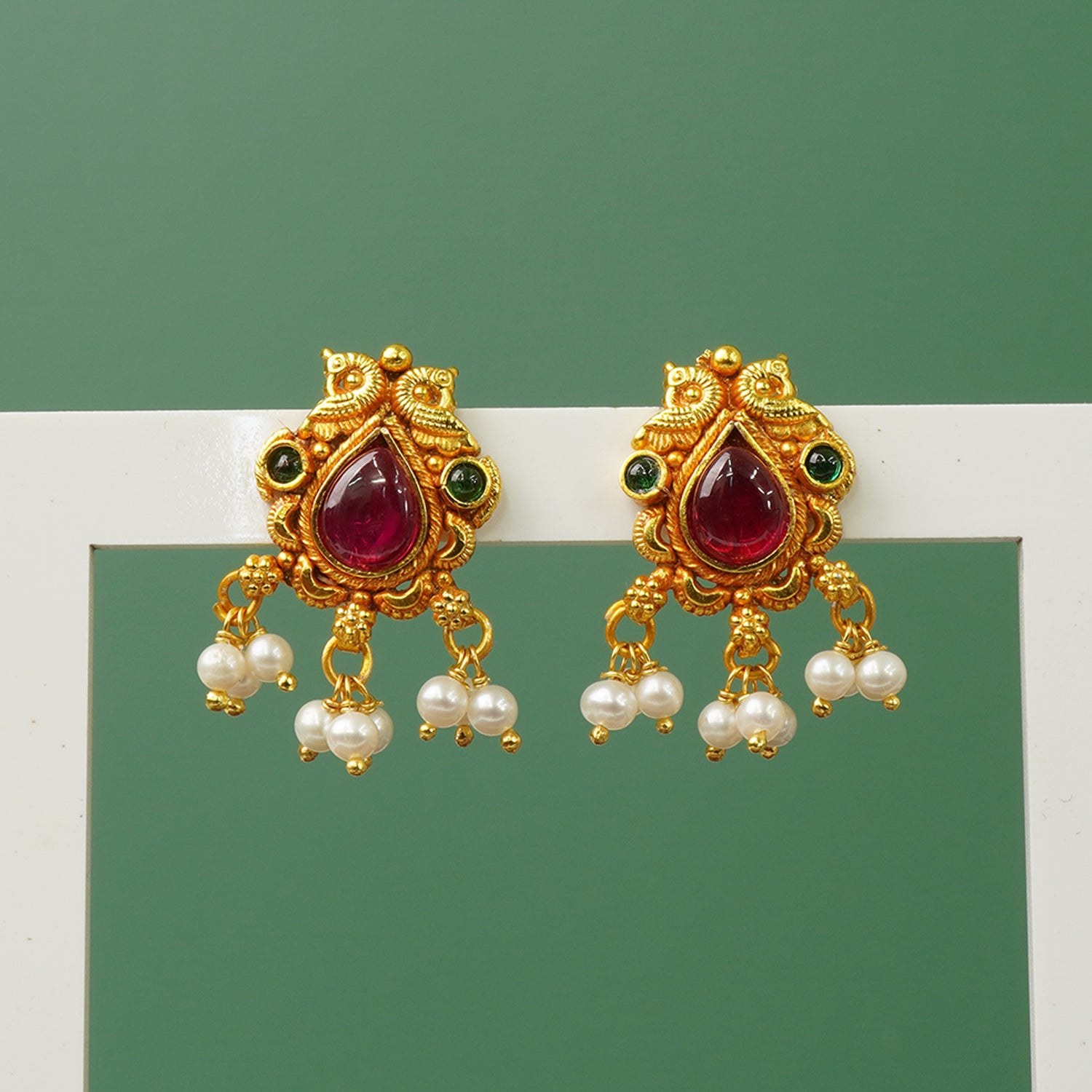 Buy Pure 925 Silver Gold Plated Pearl Studs
