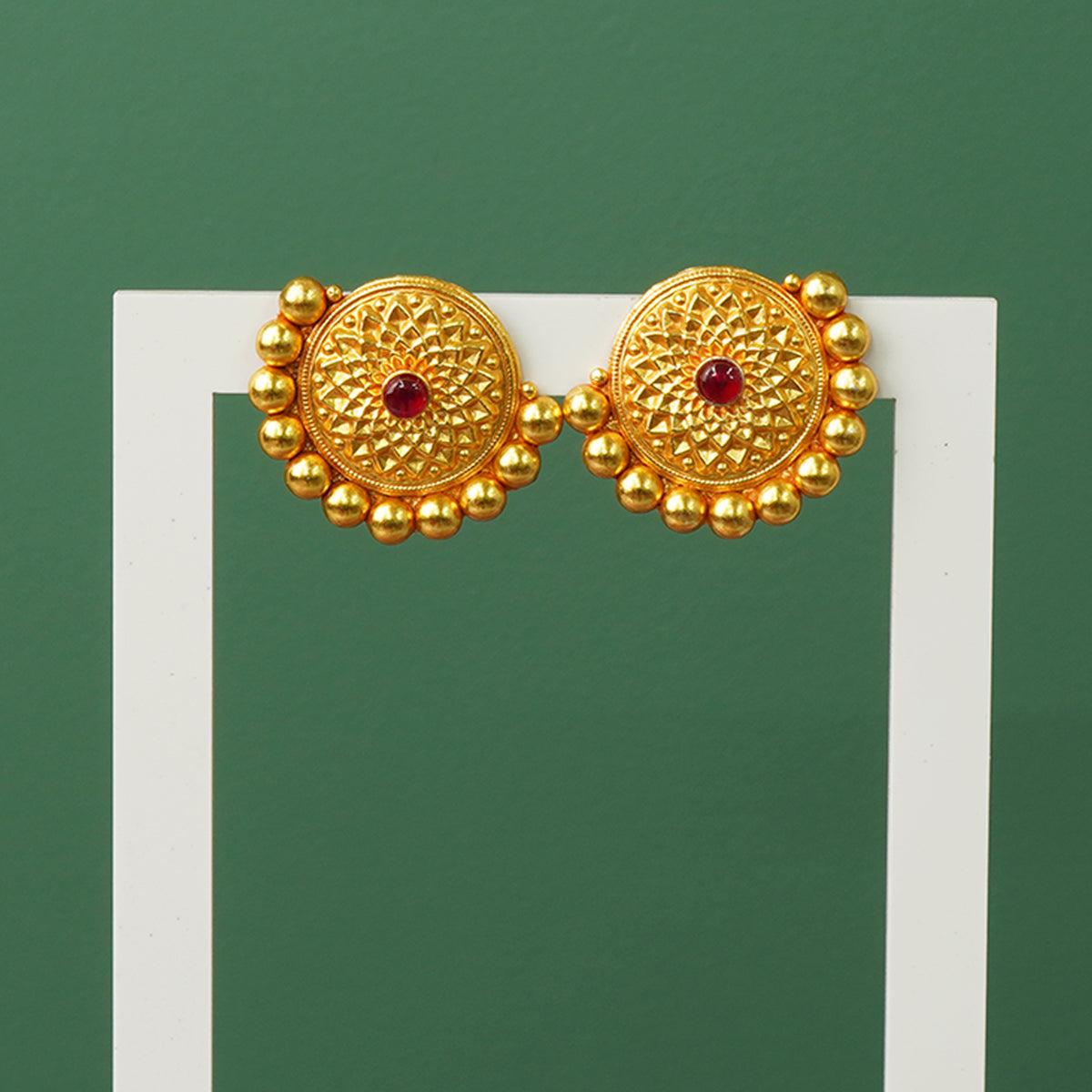 Pure 925 Silver Gold Plated Flower Shaped Earrings Gheru Finish