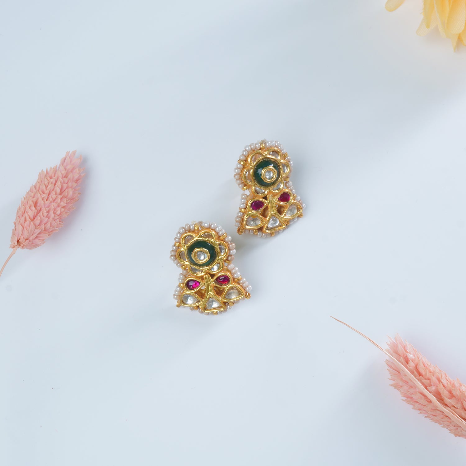 Silver Gold Plated Jadau Kundan Chotu Earrings