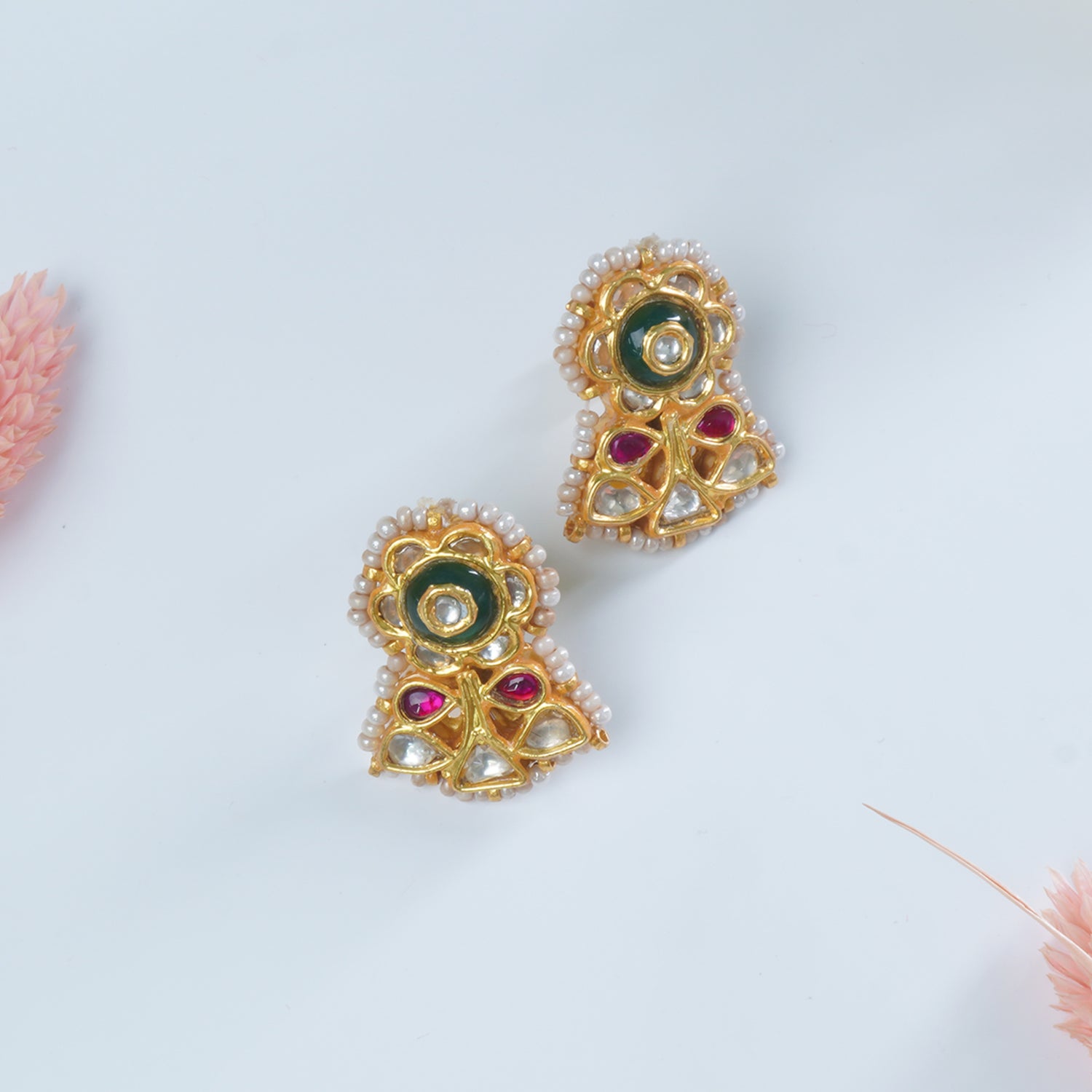 Silver Gold Plated Jadau Kundan Chotu Earrings