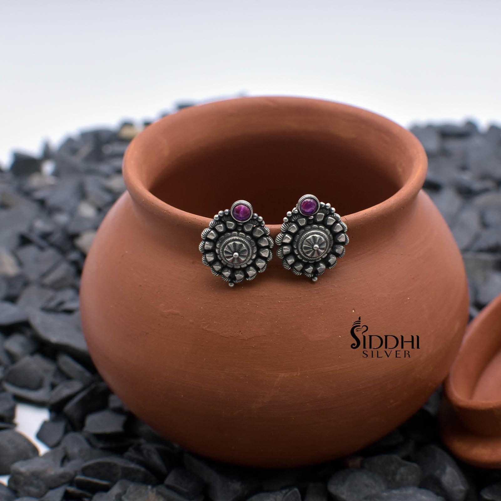 simple daily wear silver earrings